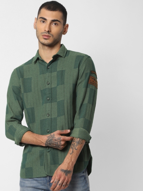 

Jack & Jones Men Green Vintage Slim Fit Self Design Casual Shirt