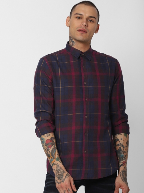 

Jack & Jones Men Navy Blue & Red Slim Fit Checked Casual Shirt