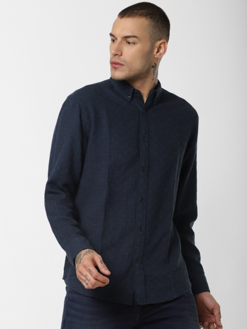 

Jack & Jones Men Navy Blue Regular Fit Self Design Casual Shirt