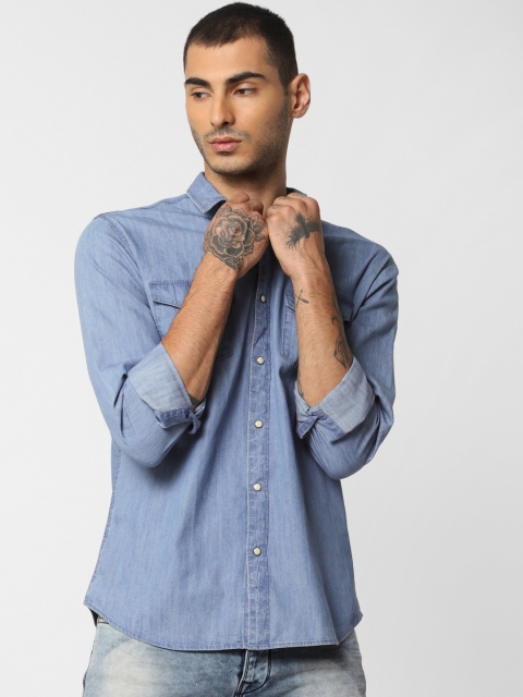 

Jack & Jones Men Blue Slim Fit Solid Casual Denim Shirt