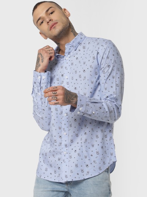 

Jack & Jones Men Blue Slim Fit Printed Casual Shirt