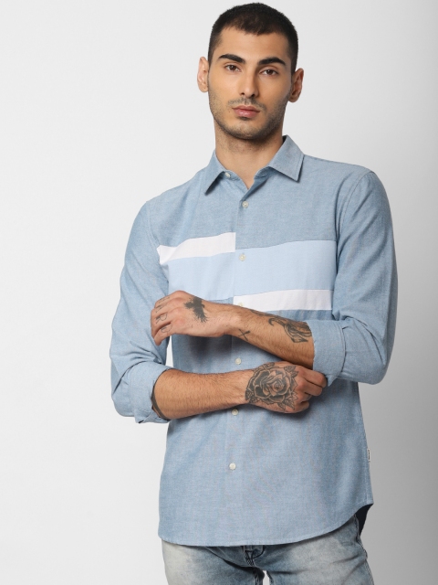 

Jack & Jones Men Blue & White Slim Fit Striped Casual Shirt