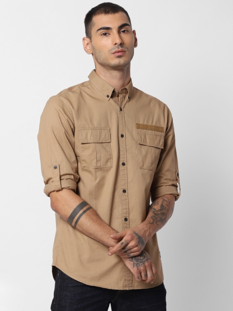 

Jack & Jones Men Khaki Slim Fit Solid Casual Shirt