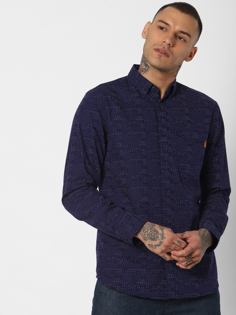

Jack & Jones Men Navy Blue & White Slim Fit Printed Casual Shirt