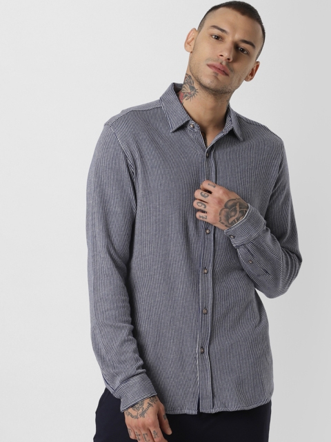 

Jack & Jones Men Blue & White Slim Fit Striped Casual Shirt