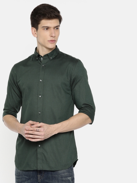 

Jack & Jones Men Olive Green Premium Slim Fit Solid Casual Shirt