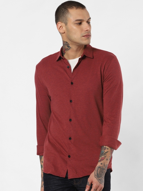 

Jack & Jones Men Red Slim Fit Solid Knitted Casual Shirt