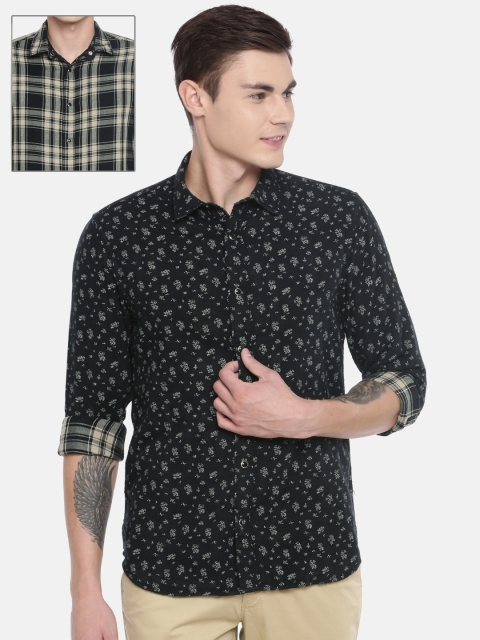 

Jack & Jones Men Premium Black & Beige Slim Fit Printed Reversible Casual Shirt