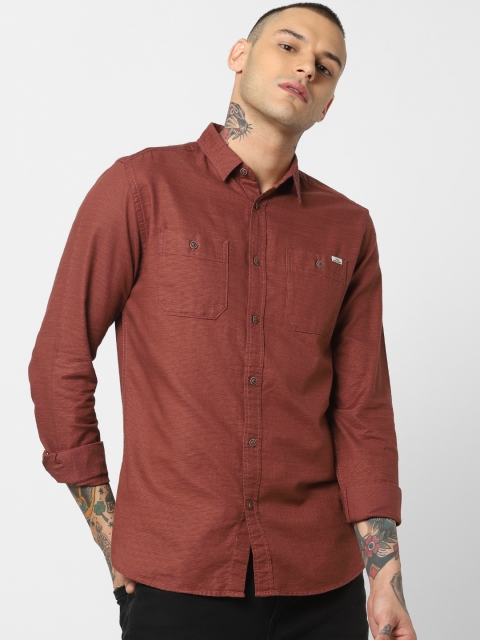 

Jack & Jones Men Rust Red Slim Fit Solid Casual Shirt