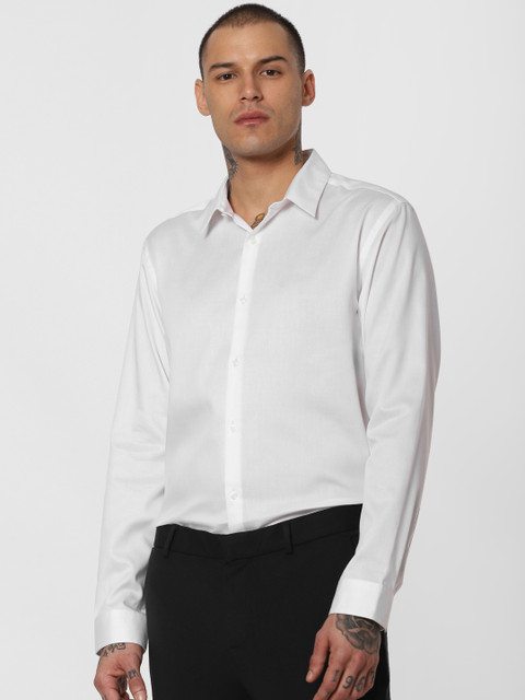 

Jack & Jones Men White Slim Fit Solid Casual Shirt