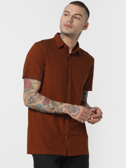 

Jack & Jones Men Brown & Black Nancy Slim Fit Printed Casual Shirt