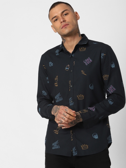 

Jack & Jones Men Navy Blue Slim Fit Printed Casual Shirt