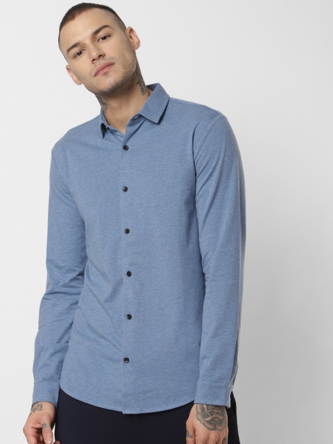 

Jack & Jones Men Blue Slim Fit Knitted Solid Casual Shirt
