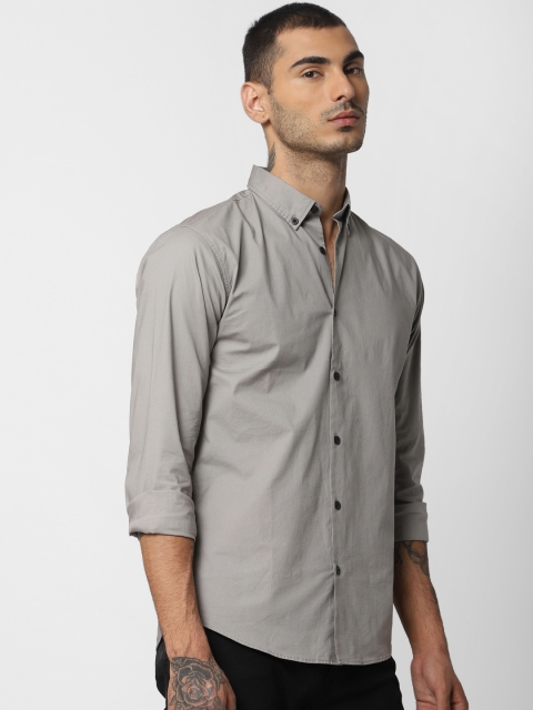 

Jack & Jones Men Grey Slim Fit Solid Casual Shirt