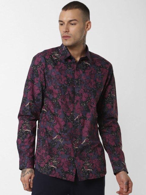 

Jack & Jones Men Burgundy & Black Slim Fit Printed Casual Shirt