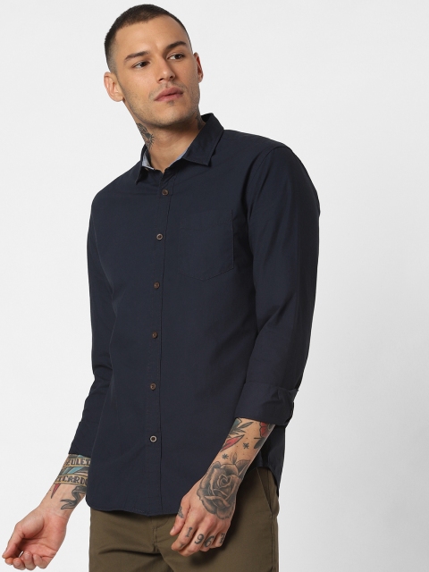 

Jack & Jones Men Navy Blue Slim Fit Solid Casual Shirt