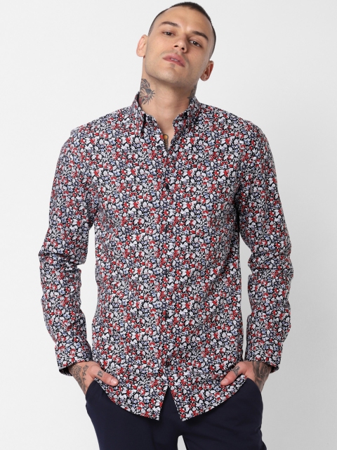 

Jack & Jones Men Black & White Slim Fit Printed Casual Shirt