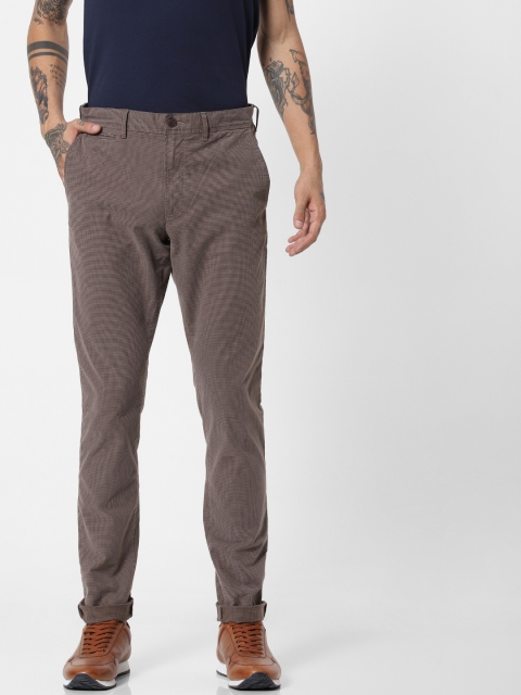 

Jack & Jones Men Brown Regular Fit Checked Chinos