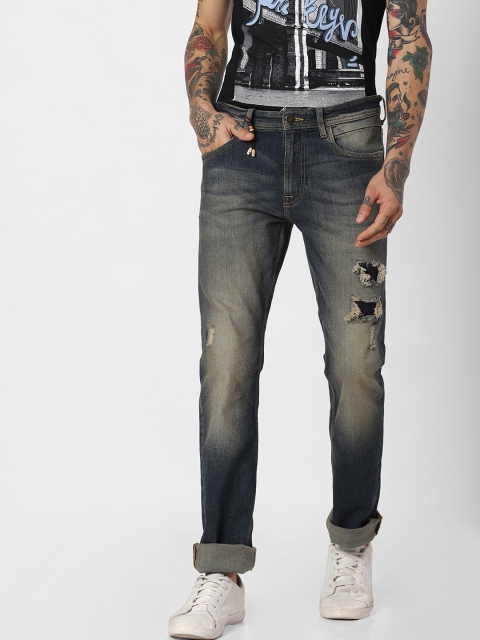 

Jack & Jones Men Blue Clark Regular Fit Low-Rise Mildly Distressed Jeans