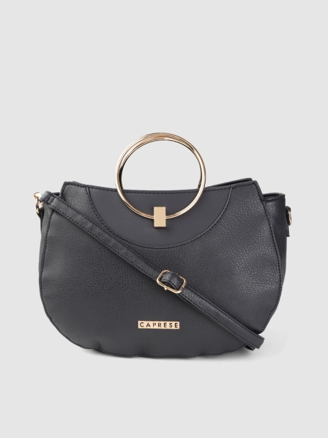 

Caprese Navy Blue Solid Handheld Bag