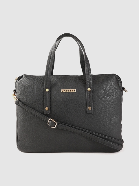 

Caprese Women Black Solid Laptop Bag