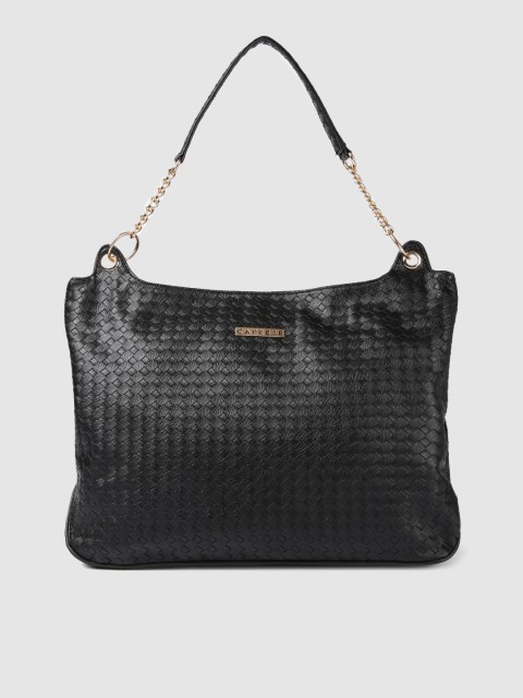 

Caprese Black Textured Hobo Bag
