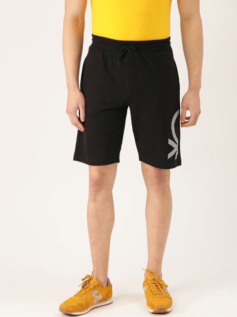 

United Colors of Benetton Men Black Solid Regular Shorts
