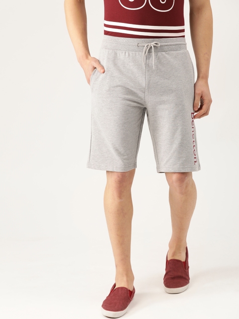 

United Colors of Benetton Men Grey Melange Solid Regular Shorts