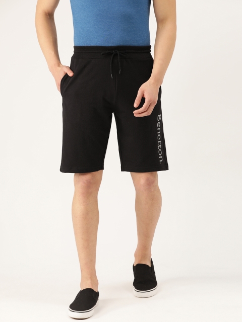 

United Colors of Benetton Men Black Solid Regular Fit Shorts