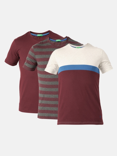 

United Colors of Benetton Men Pack Of 3 T-Shirts, Maroon