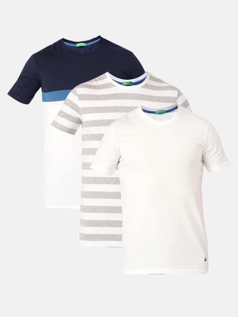 

United Colors of Benetton Men Pack of 3 Round Neck T-shirts, White