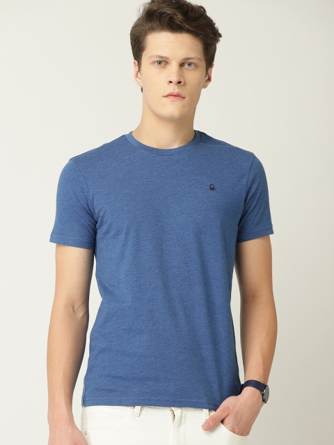 

United Colors of Benetton Men Blue Solid Round Neck T-shirt