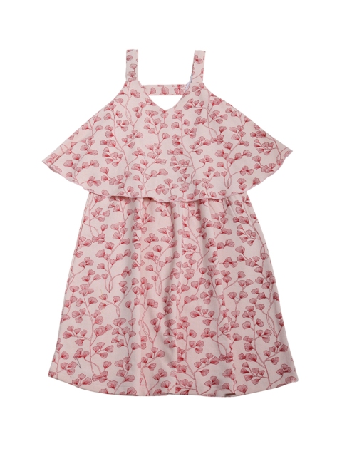 

Lil Orchids Girls Pink Floral Print Layered A-Line Dress