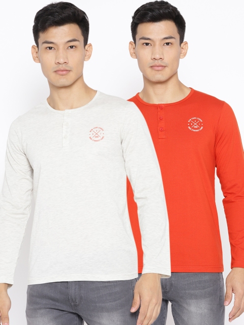 

Duke Stardust Men Solid Pack Of 2 Henley Neck T-Shirts, Rust