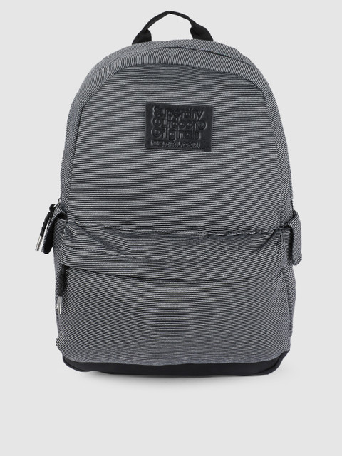 

Superdry Women Black & Silver-Toned Striped Backpack
