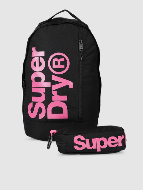 

Superdry Women Black Brand Logo Printed Backpack