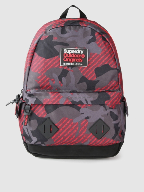 

Superdry Men Red & Black Camouflage Print Backpack
