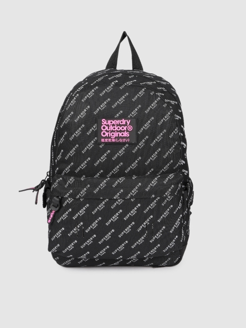 

Superdry Women Black & White Brand Logo Printed Backpack