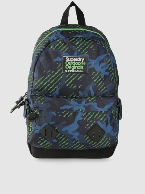 

Superdry Men Navy Blue & Green Camouflage Print Backpack