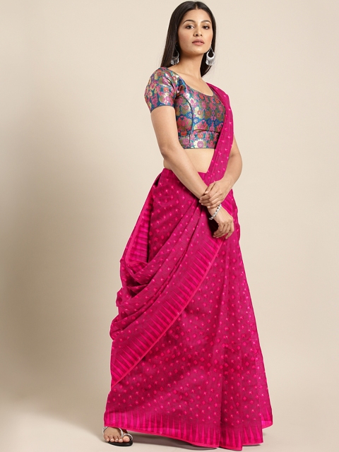

Mitera Pink Handwoven Jamdani Saree