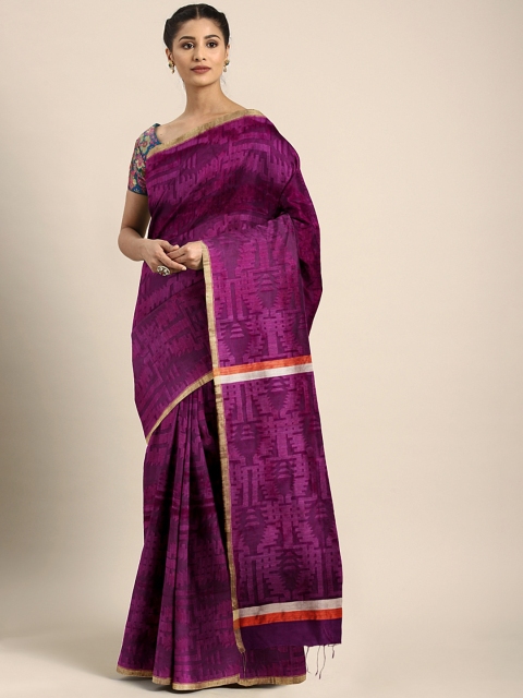 

Mitera Magenta Woven Design Handloom Matka Saree
