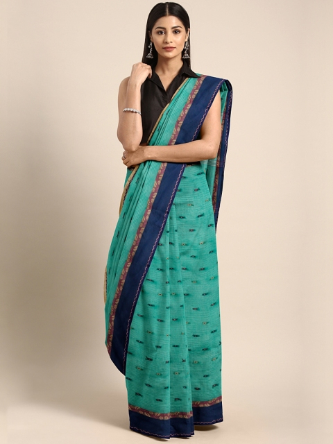 

Mitera Green Pure Cotton Hand Woven Handloom Taant Saree