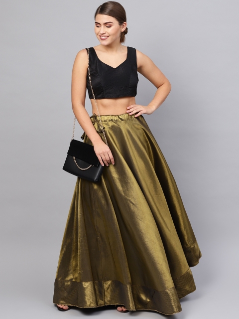 

Inddus Women Golden Solid Flared Maxi Skirt, Gold