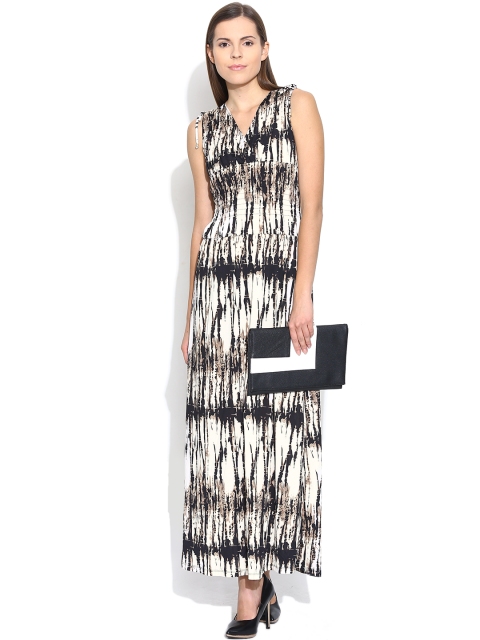 

Engross Off-White & Black Printed Maxi Dress