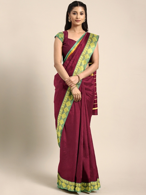 

Pavechas Red & Green Pure Cotton Solid Venkatgiri Saree