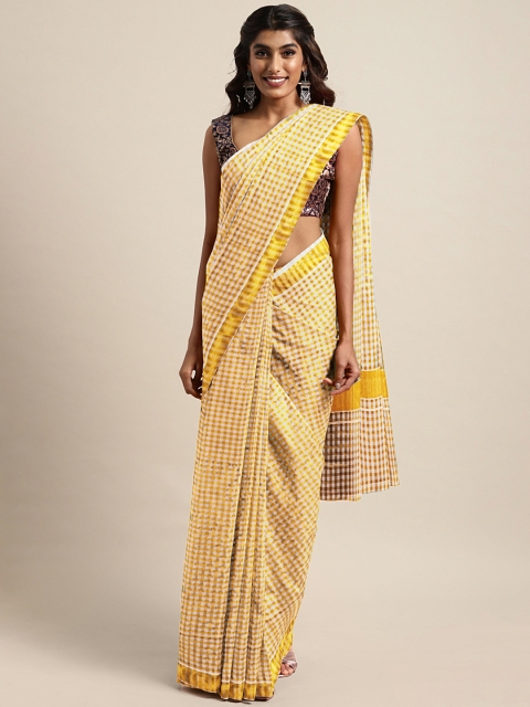 

Pavechas White & Gold-Toned Pure Cotton Woven Design Kasavu Saree