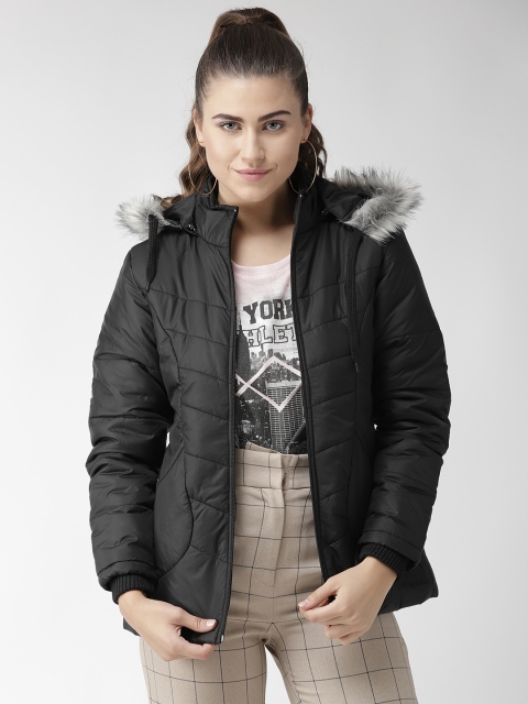 

Foreign Culture By Fort Collins Women Black Solid Parka Jacket with Detachable Hood