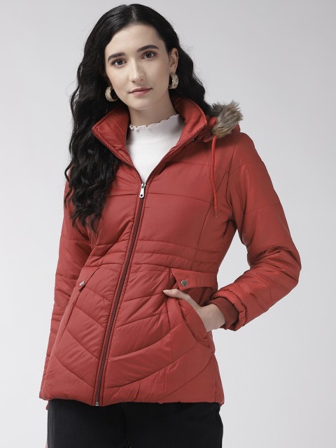

Foreign Culture By Fort Collins Women Rust Red Solid Hooded Parka Jacket
