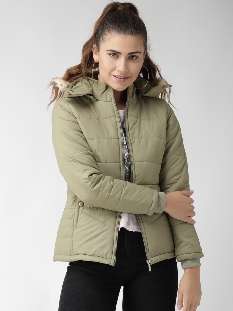 

Foreign Culture By Fort Collins Women Green Solid Parka Jacket with Detachable Hood