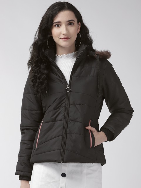 

Foreign Culture By Fort Collins Women Black Hooded Solid Parka Jacket